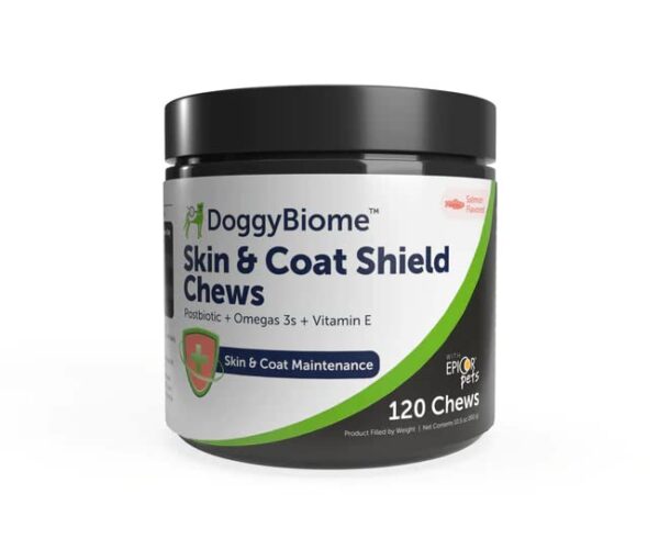 New - AnimalBiome Dog Postbiotic Skin & Coat Shield Chews Salmon Flavored - DoggyBiome (120 Chew Jar)