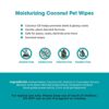 Best Pet Supplies 8" x 9" Pet Grooming Wipes for Dogs & Cats, 100 Pack, Plant-Based Deodorizer for Coats & Dry, Itchy, or Sensitive Skin, Clean Ears, Paws, & Butt - Moisturizing Coconut - Image 4