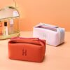 Sluxa Fashion Makeup Bag for Women, Orange Red Canvas Make up Travel Bag, Hanging Cosmetic Bag Organizer for Women（Full updated ） - Image 6