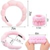 Zkptops Spa Headband for Washing Face Wristband Set Sponge Makeup Skincare, Terry Cloth Bubble Soft Get Ready Hairband for Women Girl Puffy Padded Headwear Non Slip Thick Hair Accessory(Pink) - Image 5