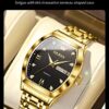 OLEVS Mens Gold Watches Business Luxury Dress Diamond Tonneau Men Wrist Watch Stainless Steel Waterproof Dual Date Watch Gift - Image 6