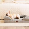 EHEYCIGA Orthopedic Dog Beds for Large Dogs, Waterproof Memory Foam Bed with Sides, Non-Slip Bottom and Egg-Crate Foam Couch Bed with Washable Removable Cover, Grey - Image 3