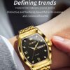 OLEVS Mens Gold Watches Business Luxury Dress Diamond Tonneau Men Wrist Watch Stainless Steel Waterproof Dual Date Watch Gift - Image 5