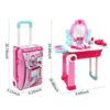 2 in 1 Pretend Play Kids Vanity Table and Chair Beauty Mirror and Accessories Play Set with Trolley Fashion & Makeup Accessories for Girls Travel Suitcase Fashion Beauty Set for Children Little Girls - Image 2