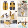 Gyuzh Dog Coat Jacket Vest Clothes Dog Harness Coat Adjustable Reflective Dog Jackets with Pockets and Faux Fur Collar Winter Waterproof Dog Coats for Small Medium Large Dogs (Small, Yellow) - Image 4