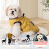 Gyuzh Dog Coat Jacket Vest Clothes Dog Harness Coat Adjustable Reflective Dog Jackets with Pockets and Faux Fur Collar Winter Waterproof Dog Coats for Small Medium Large Dogs (Small, Yellow) - Image 3