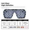 Retro Square Sunglasses for Women Men Trendy UV400 Protection Watermark Lens Sunglasses AM018 (Black/Black(Silver)) - Image 5