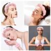 Zkptops Spa Headband for Washing Face Wristband Set Sponge Makeup Skincare, Terry Cloth Bubble Soft Get Ready Hairband for Women Girl Puffy Padded Headwear Non Slip Thick Hair Accessory(Pink) - Image 7