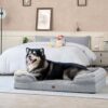 EHEYCIGA Orthopedic Dog Beds for Large Dogs, Waterproof Memory Foam Bed with Sides, Non-Slip Bottom and Egg-Crate Foam Couch Bed with Washable Removable Cover, Grey - Image 2