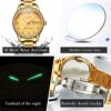 OLEVS Luxury Diamond Gold Watches for Men Big Face Dial Luminous Day Date Calendar,Male Business Casual Dress Stainless Steel Quartz Analog Wrist Watch Waterproof 3ATM Gifts Golden - Image 6