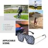 Retro Square Sunglasses for Women Men Trendy UV400 Protection Watermark Lens Sunglasses AM018 (Black/Black(Silver)) - Image 2