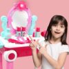 2 in 1 Pretend Play Kids Vanity Table and Chair Beauty Mirror and Accessories Play Set with Trolley Fashion & Makeup Accessories for Girls Travel Suitcase Fashion Beauty Set for Children Little Girls - Image 7