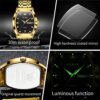 OLEVS Mens Gold Watches Business Luxury Dress Diamond Tonneau Men Wrist Watch Stainless Steel Waterproof Dual Date Watch Gift - Image 2