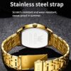 OLEVS Mens Gold Watches Business Luxury Dress Diamond Tonneau Men Wrist Watch Stainless Steel Waterproof Dual Date Watch Gift - Image 3