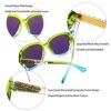 LECKIRUT Oversized Sunglasses for Women Polarized UV Protection Classic Fashion Ladies Green Frame Green Lens - Image 3