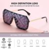 Retro Square Sunglasses for Women Men Trendy UV400 Protection Watermark Lens Sunglasses AM018 (Black/Black(Silver)) - Image 6