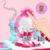 2 in 1 Pretend Play Kids Vanity Table and Chair Beauty Mirror and Accessories Play Set with Trolley Fashion & Makeup Accessories for Girls Travel Suitcase Fashion Beauty Set for Children Little Girls - Image 5