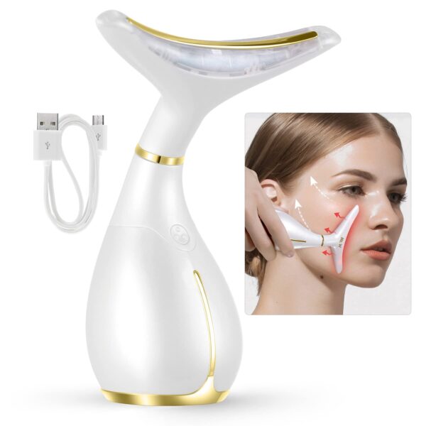 Ms.W Red Light Neck Face Massager,Portable Facial Massager for Skin Care,Electric Face Massage Kit with 45 ±5℃ Heat & 3 Massage Modes