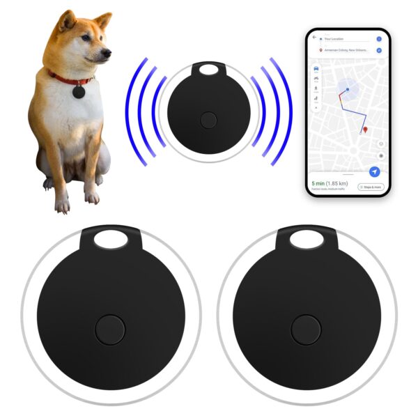 2 Pack Smart Bluetooth Tracker & Bluetooth Key Finder – Key Locator Device with App,GPS Tracking Device for Kids Pets Keychain Wallet Luggage,APP Control Compatible iOS Android,No Monthly Fee (Black)