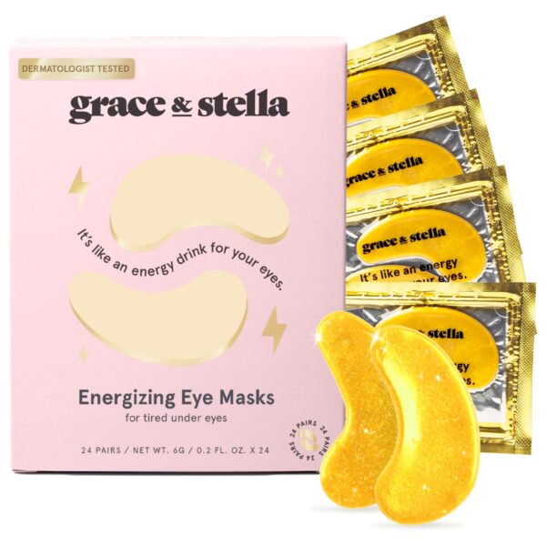 grace & stella Under Eye Mask (Gold, 24 Pairs) Reduce Dark Circles, Puffy Eyes, Undereye Bags, Wrinkles - Gel Under Eye Patches - Gifts for Women - Valentines Day Gifts for Her - Vegan Cruelty Free