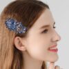 Sankuwen Flower Luxury Jewelry Design Hairpin Rhinestone Hair Barrette Clip,Also Perfect Mother's Day Gifts for Mom(Dark Blue) - Image 4