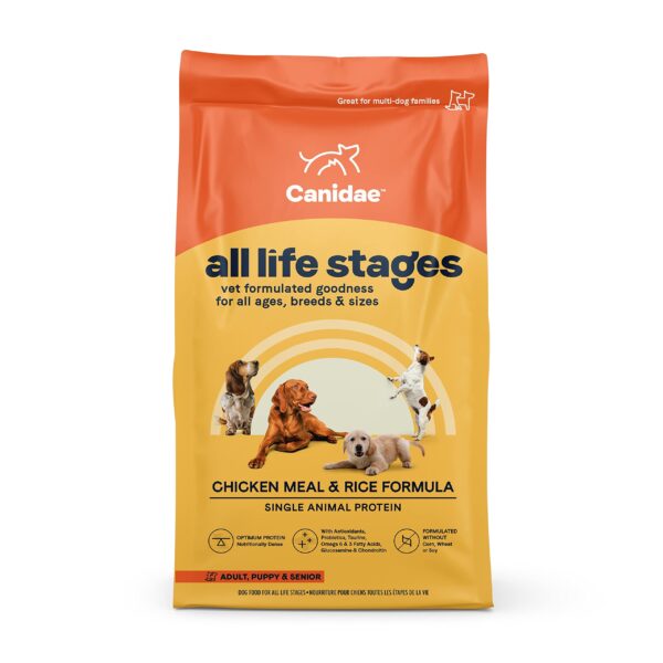 Canidae All Life Stages Premium Dry Dog Food for All Breeds, All Ages, Chicken Meal & Rice Formula, 5 lbs.