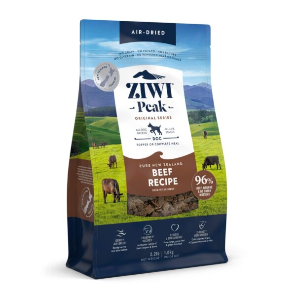 ZIWI Peak Air-Dried Dog Food – All Natural, High Protein, Grain Free and Limited Ingredient with Superfoods (Beef, 2.2 lb)